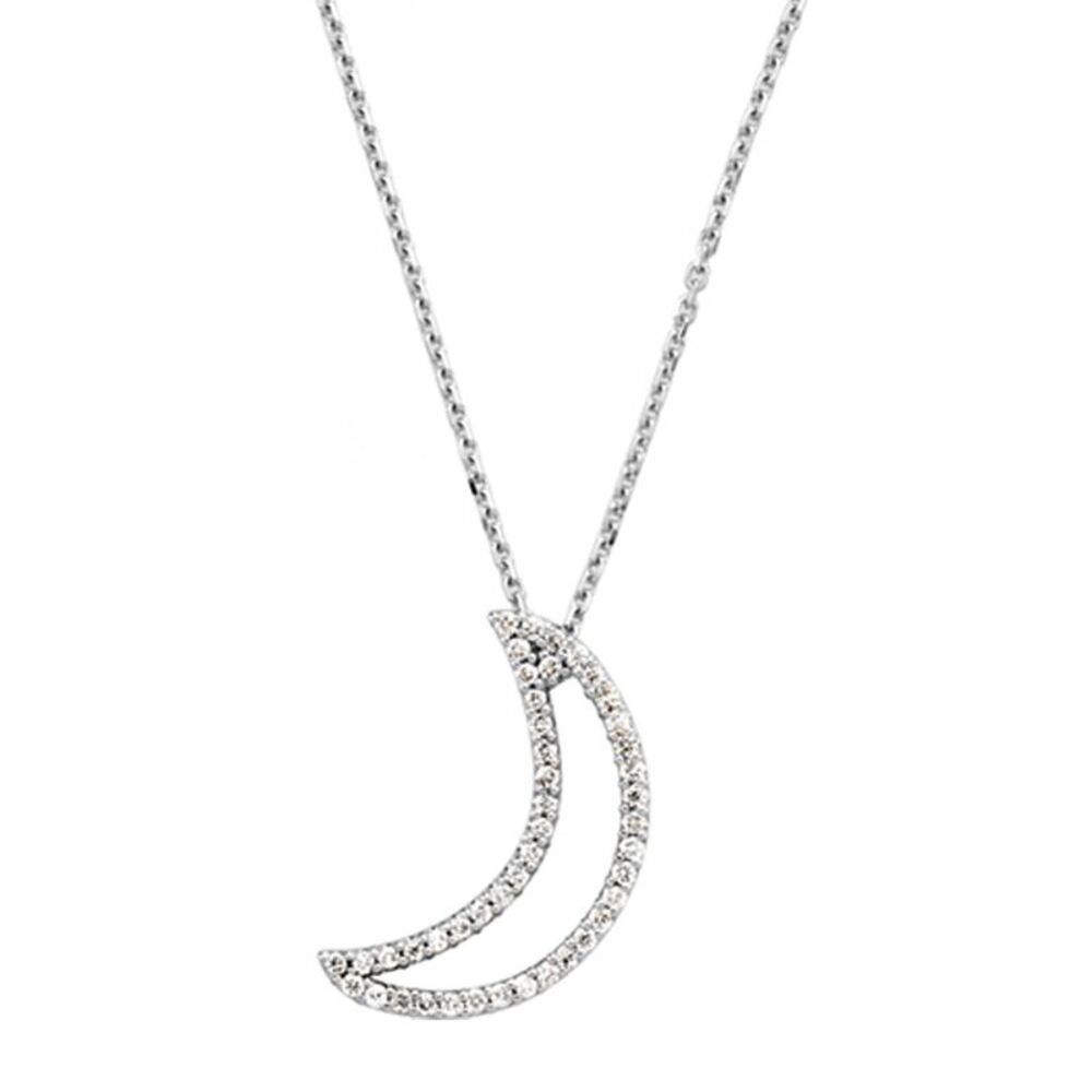 1/5 cttw Diamond Moon Necklace in 14k White Gold